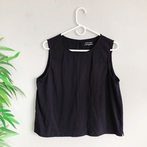 Eileen Fisher Cotton Stretch Crop Tank Top in Black